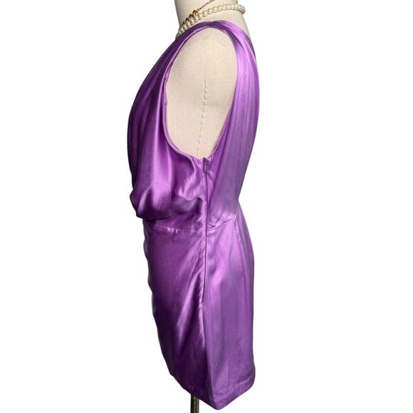 The Sei Asymmetrical Draped Mini Dress One Shoulder Silk Satin Purple size 4 - Picture 8 of 14